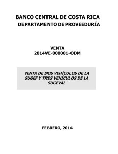Cartel Venta No. 000001-2014-ODM Vehiculos SUGEF