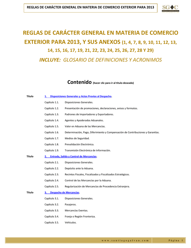 Anexo 29 Reglas Caracter General Materia Comercio Exterior