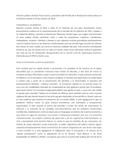 Informe político de Raúl Flores García, presidente del Partido de... el Distrito Federal el 19 de octubre de 2014