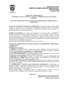 PLIEGO DE CONDICIONES SUMINISTRO DE COMBUSTIBLES Y