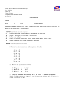 Colegio Privado Mixto “Suizo Quetzaltenango”  Área: Química Grado: B5