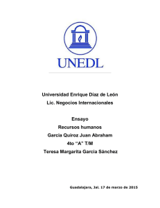 Universidad Enrique Díaz de León Lic. Negocios Internacionales Ensayo