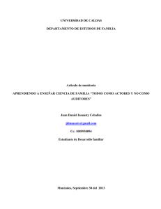 UNIVERSIDAD DE CALDAS DEPARTAMENTO DE ESTUDIOS DE FAMILIA  Articulo de monitoria