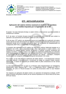 Nota explicativa de la ETF sobre salario mínimo