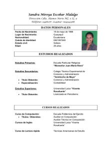 Curriculum Vitae Sandra Mireya Escobar Hidalgo