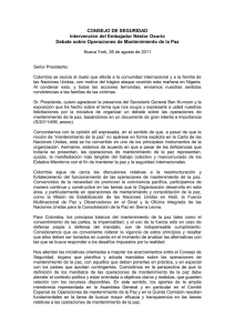 CONSEJO DE SEGURIDAD Intervención del Embajador Néstor Osorio