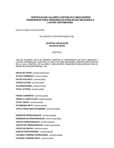 CERTIFICACION VALORES CONTABLES E INDICADORES