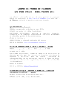 listado de puestos en prácticas que urgen cubrir – enero/febrero 2013