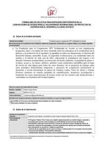 FORMULARIO DE SOLICITUD PARA ENTIDADES PARTICIPANTES EN LA