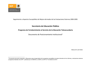 Secretaria de Educación Pública  Documento de Posicionamiento Institucional