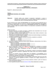 Formato Pliego de condiciones - Universidad Nacional de Colombia