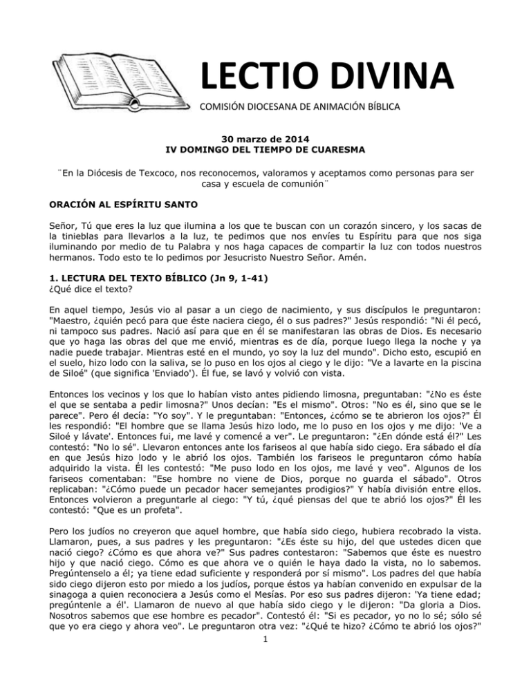 LECTIO DIVINA COMISIÓN DIOCESANA DE ANIMACIÓN BÍBLICA