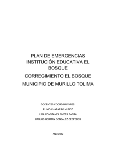 PLAN DE EMERGENCIAS INSTITUCIÓN EDUCATIVA EL BOSQUE