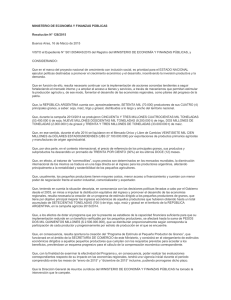 MINISTERIO DE ECONOMÍA Y FINANZAS PÚBLICAS Resolución N° 126/2015
