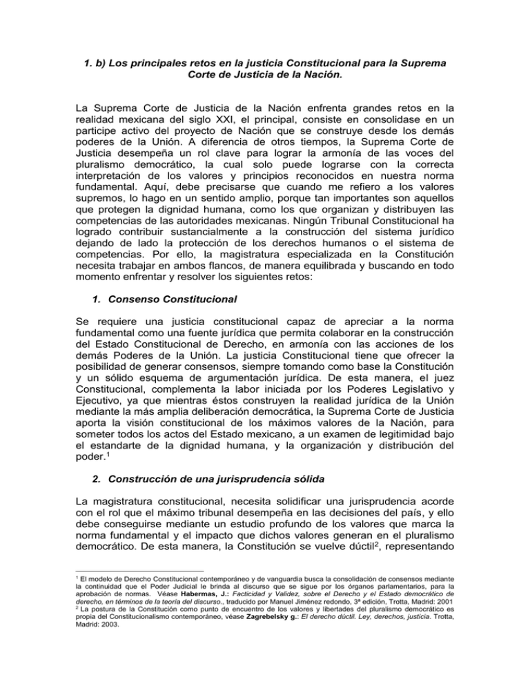 1. B) Los Principales Retos En La Justicia Constitucional Para... Corte ...