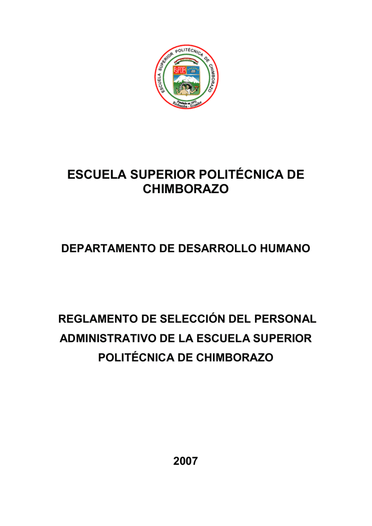 Reglamento De Seleccion Del Personal Administrativo De La Escuela