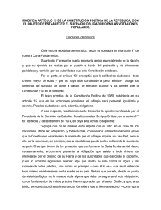 MODIFICA ARTÍCULO 15 DE LA CONSTITUCIÓN POLÍTICA DE LA REPÜBLICA,... EL OBJETO DE ESTABLECER EL SUFRAGIO OBLIGATORIO EN LAS VOTACIONES