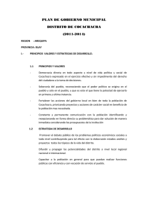 PLAN DE GOBIERNO MUNICIPAL DISTRITO DE COCACHACRA (2011-2014)
