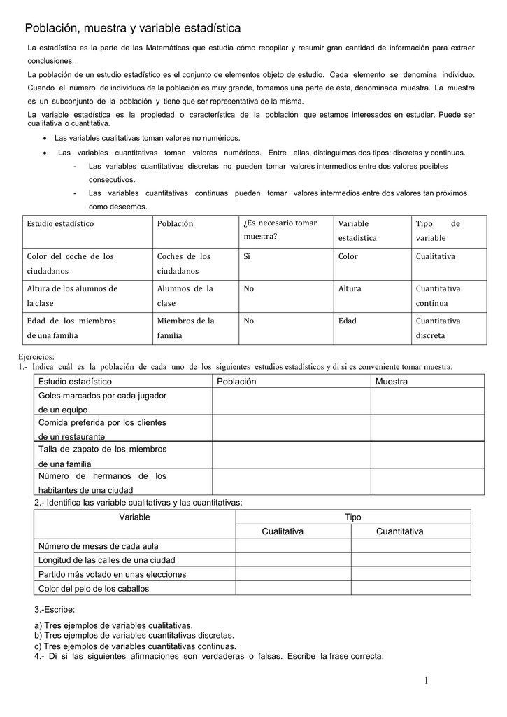 Poblacion Muestra Y Variable Estadistica
