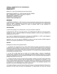 TRIBUNAL ADMINISTRATIVO DE CUNDINAMARCA SECCIÓN CUARTA SUBSECCIÓN &#34;A&#34;