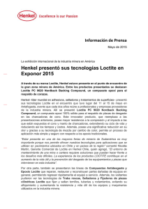 Henkel presentó sus tecnologías Loctite en Exponor 2015  Información de Prensa