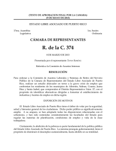 R. de la C. 374 CÁMARA DE REPRESENTANTES