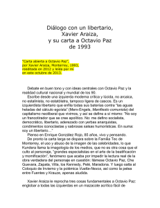 carta original del libertario crítico Xavier Araiza