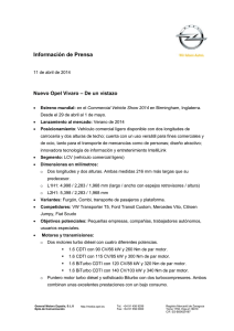 Información de Prensa – De un vistazo Nuevo Opel Vivaro