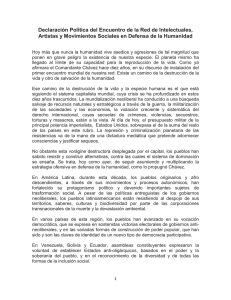 Declaración Política REDH - Embajada de Bolivia en Uruguay