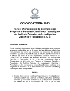 Convocatoria Estímulos 2013 - comunidad IPICYT