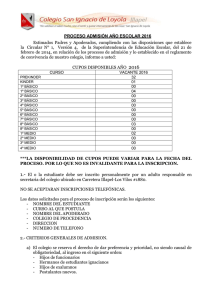 proceso de admisión 2016 - Colegio San Ignacio de Loyola