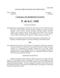 P. de la C. 1182 CÁMARA DE REPRESENTANTES