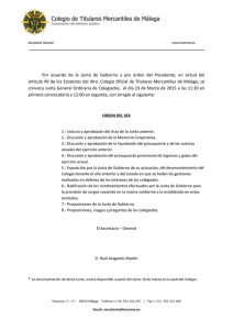Convocatoria Junta Ordinaria - Colegio de Titulares Mercantiles de