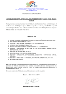 Convocatoria a Junta Directiva - Federación Vasca de Atletismo