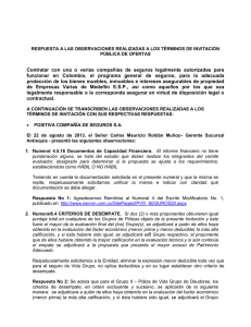 Respuesta a las observaciones - Empresas Varias de Medellín ESP