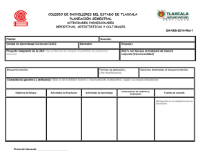 COLEGIO DE BACHILLERES DEL ESTADO DE TLAXCALA PLANEACIÓN SEMESTRAL SA-008-2014-Rev1