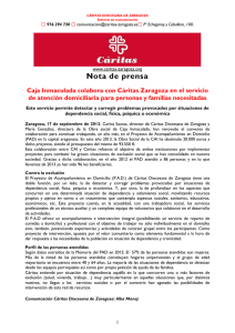Nota de prensa - Cáritas Diocesana de Zaragoza