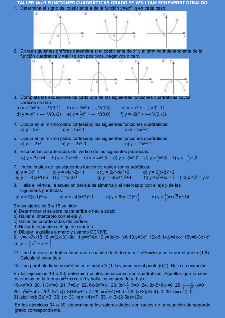 Taller9 Funciones Cuadraticas