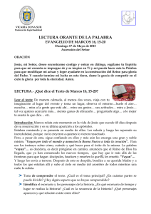 LECTURA ORANTE DE LA PALABRA EVANGELIO DE MARCOS 16, 15-20