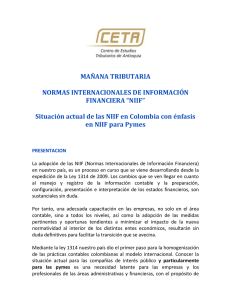 MAÑANA TRIBUTARIA  NORMAS INTERNACIONALES DE INFORMACIÓN FINANCIERA “NIIF”