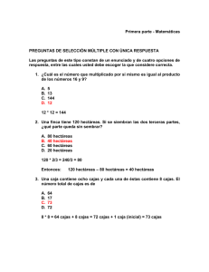 Primera parte - Matemáticas PREGUNTAS DE SELECCIÓN