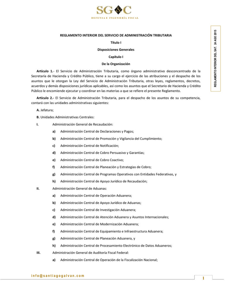 Reglamento Interior del SAT 24ago2015