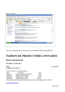 PADRON DE PRODUCTORES APOYADOS Diesel Agropecuario