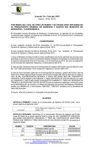 Acuerdo No. 5 del año 2015 - Concejo Municipal de Mosquera en