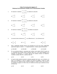 Taller Pre-Evaluación Algebra 9º Sistemas De Ecuaciones Lineales