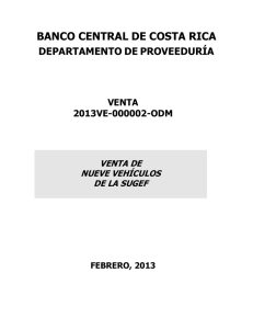 Cartel Venta No. 000002-2013 Vehiculos SUGEF