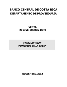 Cartel Venta No. 000006-2013 Vehiculos SUGEF