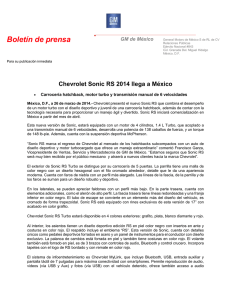 Chevrolet Sonic RS 2014 llega a México - Gm