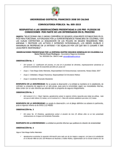 UNIVERSIDAD DISTRITAL FRANCISCO JOSE DE CALDAS  CONVOCATORIA PÚBLICA  No. 005-2015