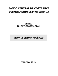 Cartel Venta No. 000003-2013-ODM Vehiculos